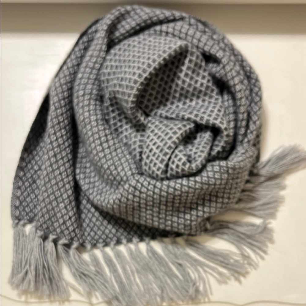 Gray Patterned Baby Alpaca Scarf